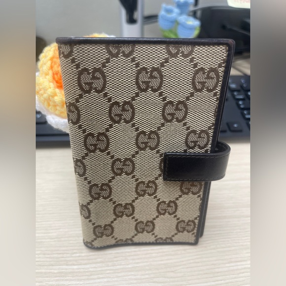 Gucci Other - Vintage GUCCI GG Canvas Brown Drk Brown Lthr Bifold Diary Day Planner/Organizer
